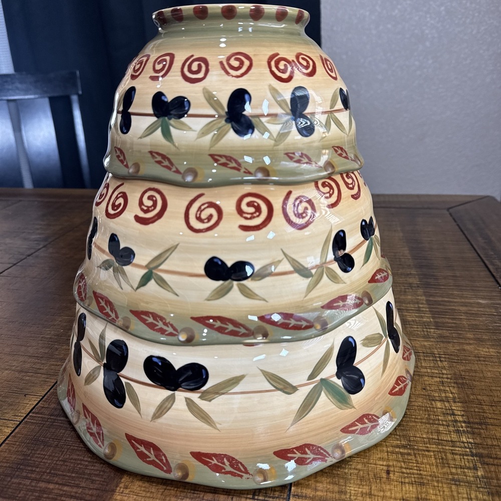 Vtg Jcpenney's Tuscan Dreams Ceramic Nesting Bowl Set Of The 3 Salad Spaghetti